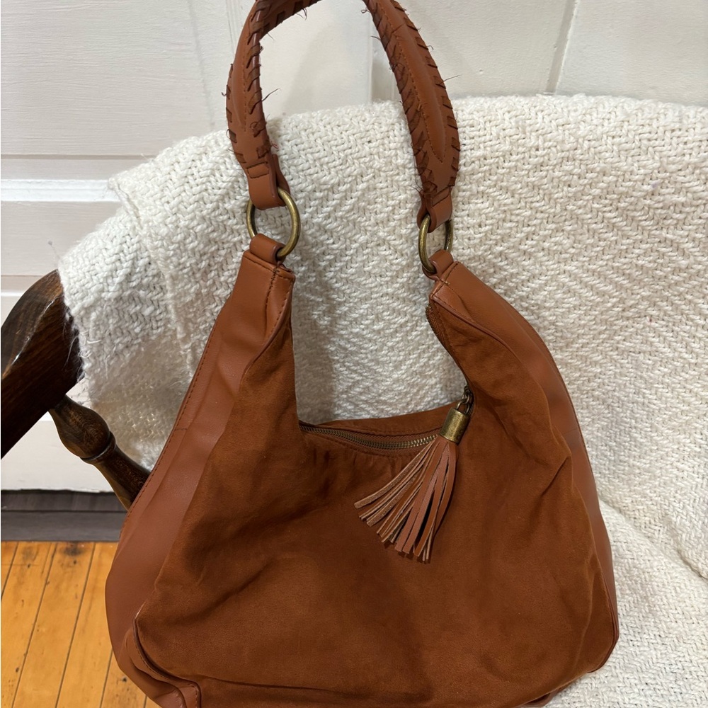 Elegant Brown Hobo Bag with Tassel
